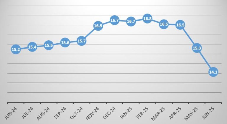 Annual Inflation, June 2024 – June 2025 (%) - Zambia Statistics Agency