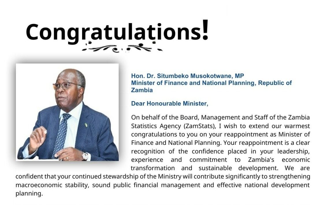 Congratulations Hon.Dr. Situmbeko Musokotwane,MP, Minister of Finance and National Planning